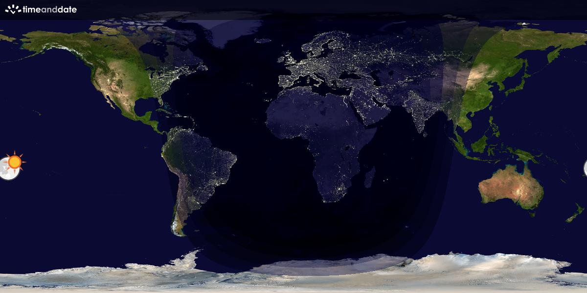 Verdenskart som viser dag og natt 