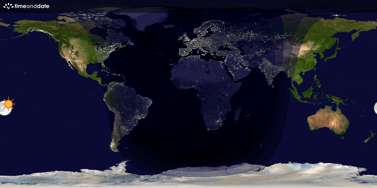 Verdenskart som viser dag og natt 
