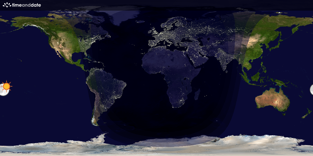 Verdenskart som viser dag og natt 