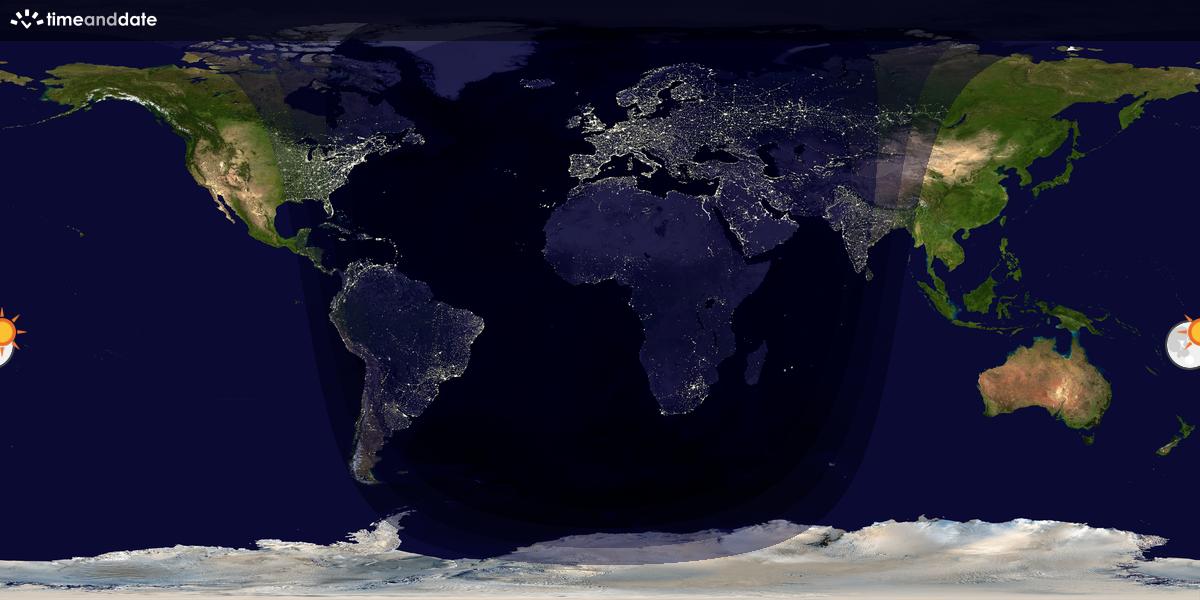 Verdenskart som viser dag og natt 