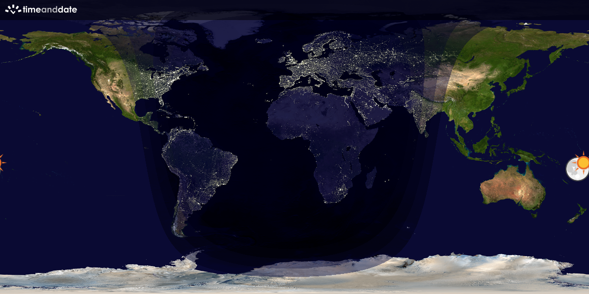 Verdenskart som viser dag og natt 