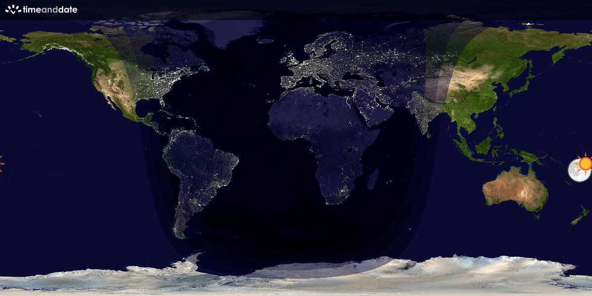 Verdenskart som viser dag og natt 