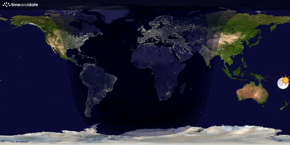 Verdenskart som viser dag og natt 