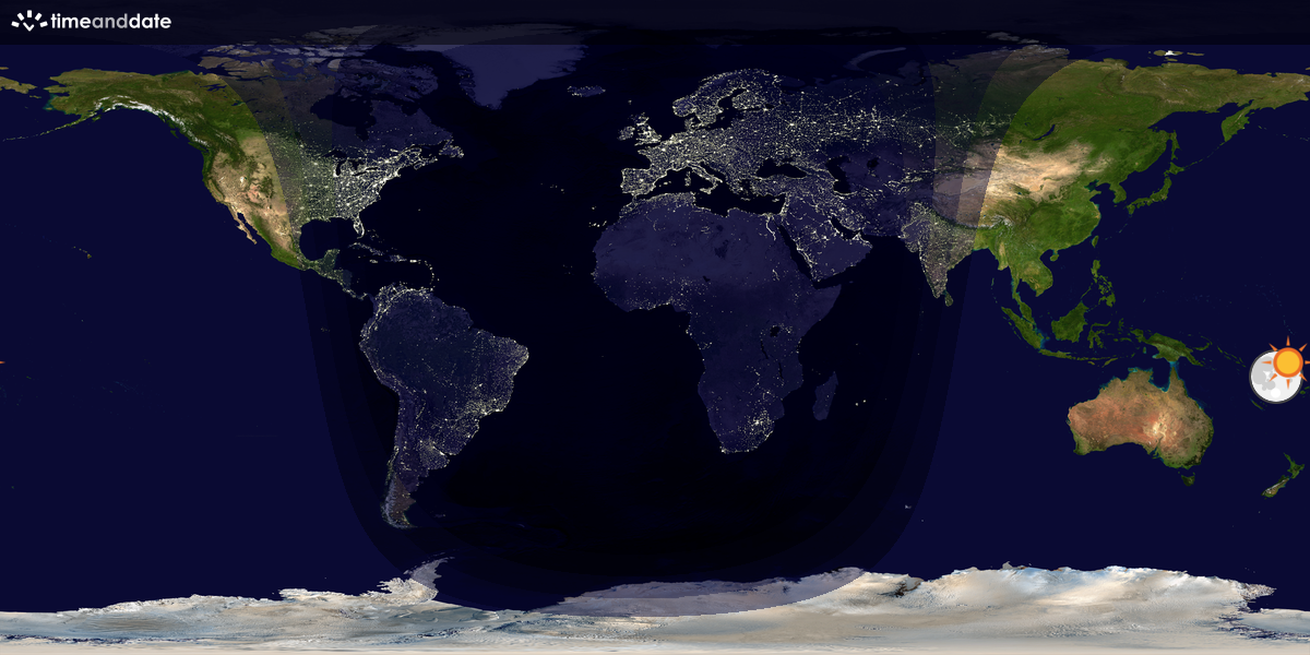 Verdenskart som viser dag og natt 