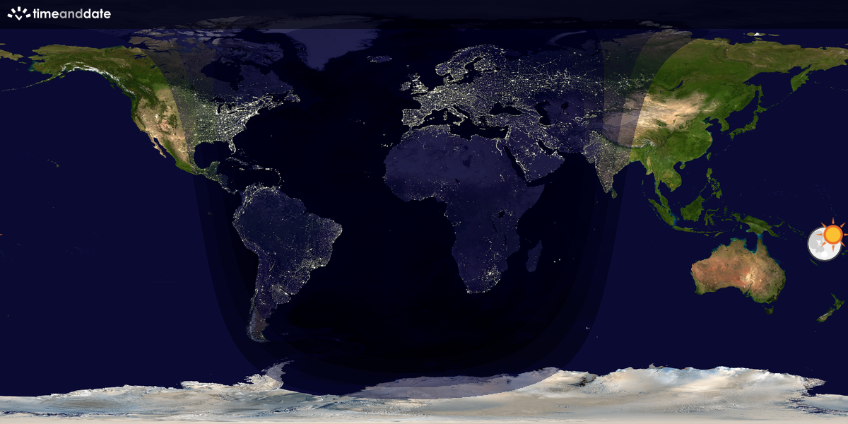 Verdenskart som viser dag og natt 