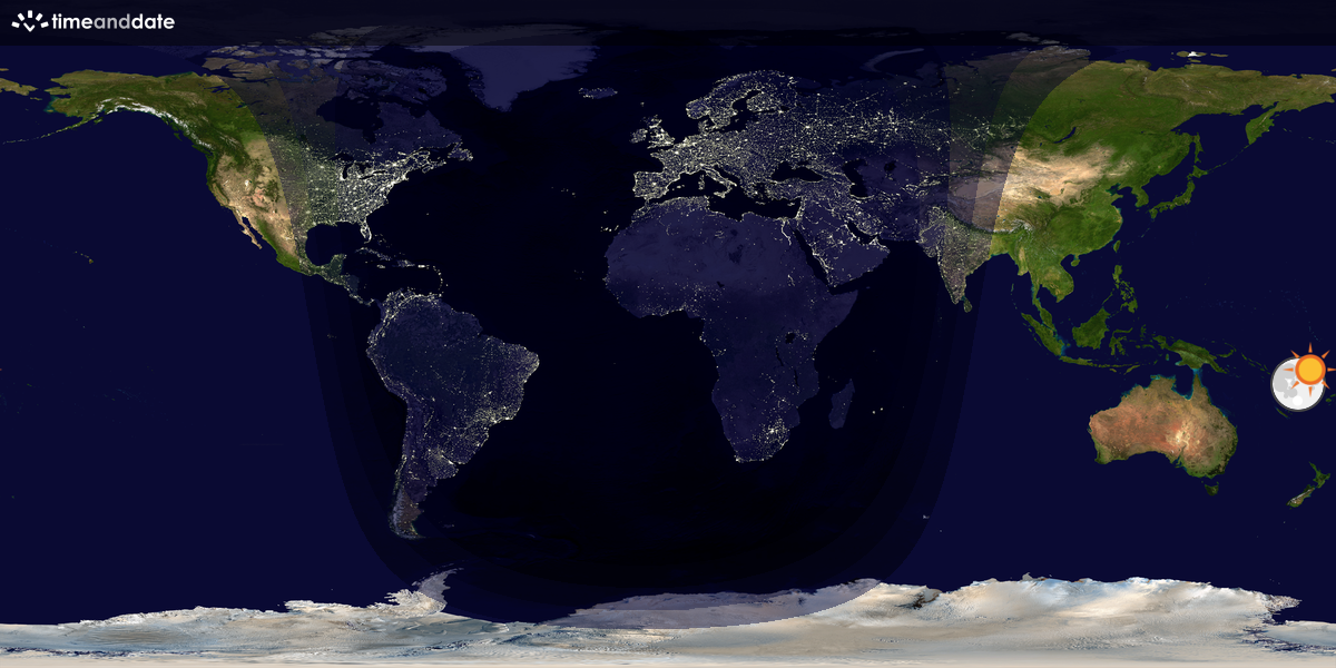 Verdenskart som viser dag og natt 