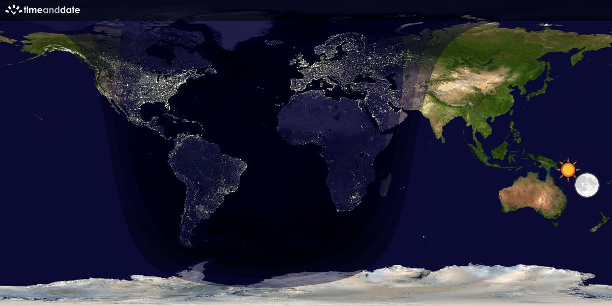 Verdenskart som viser dag og natt 