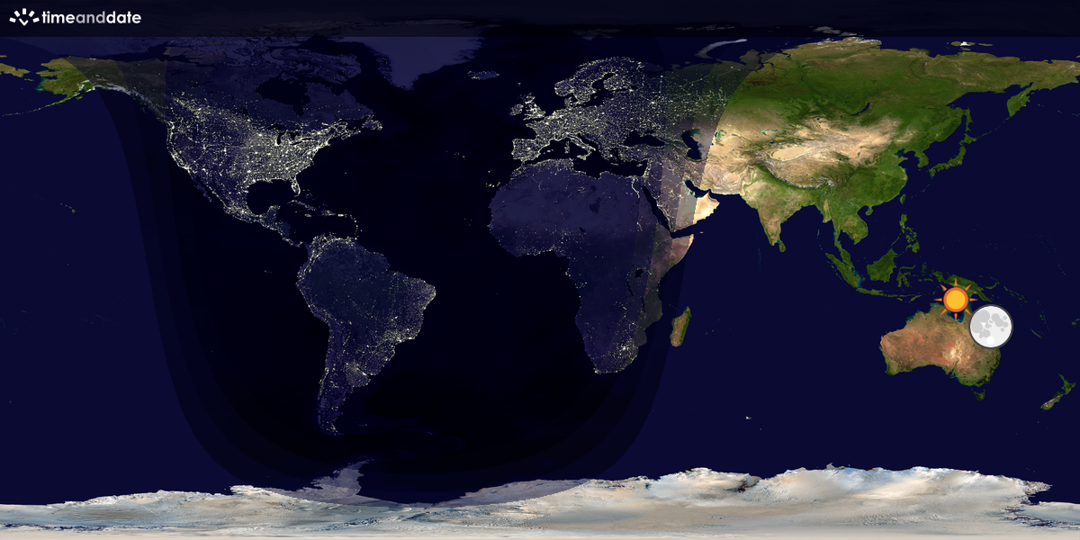 Verdenskart som viser dag og natt 
