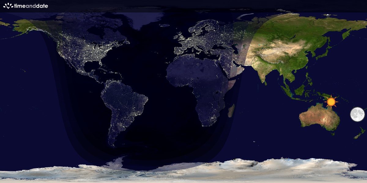 Verdenskart som viser dag og natt 