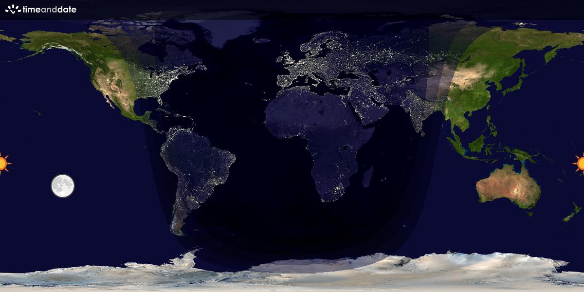 Verdenskart som viser dag og natt 