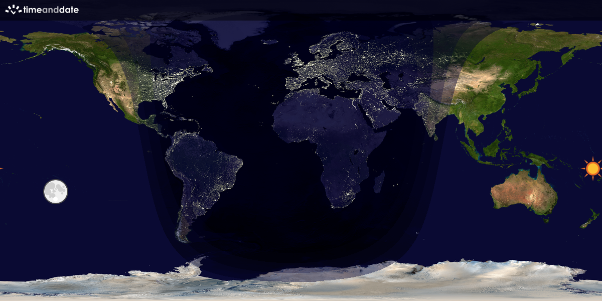 Verdenskart som viser dag og natt 