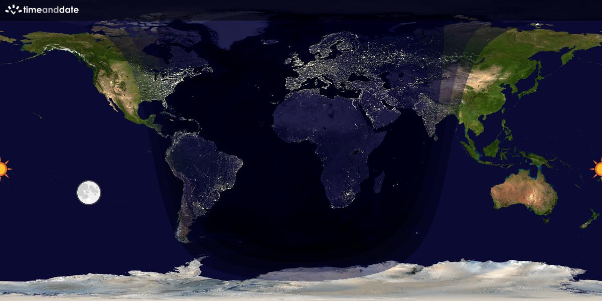 Verdenskart som viser dag og natt 