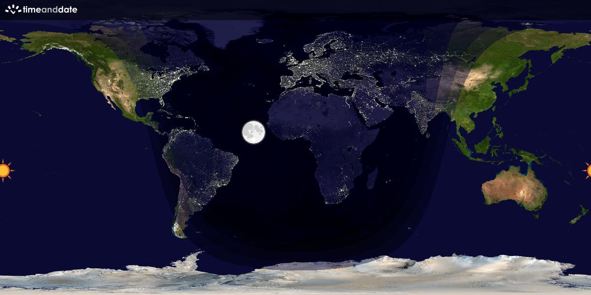 Verdenskart som viser dag og natt 