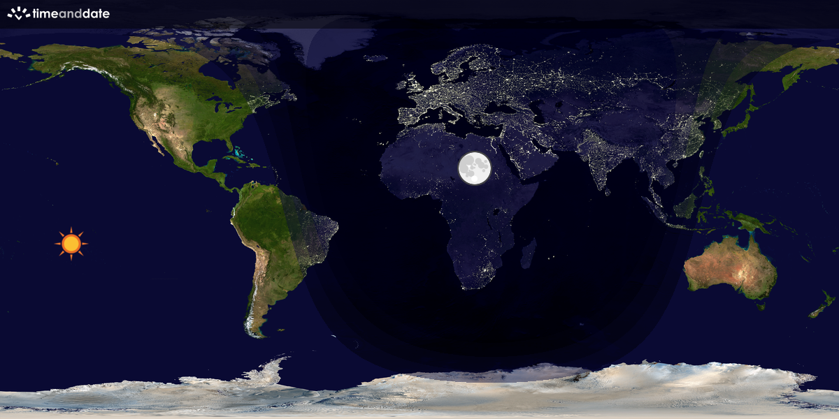 Verdenskart som viser dag og natt 