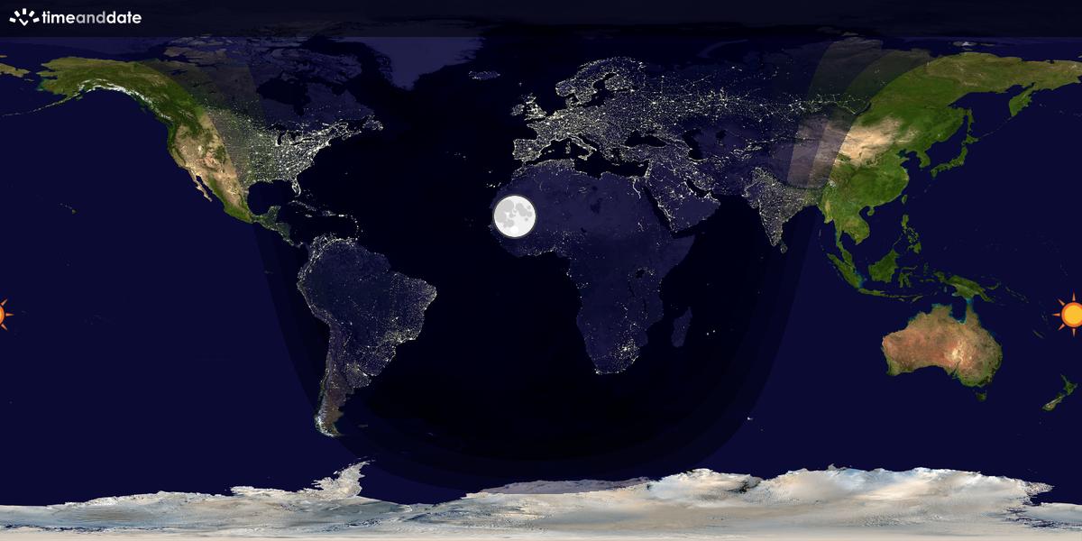 Verdenskart som viser dag og natt 