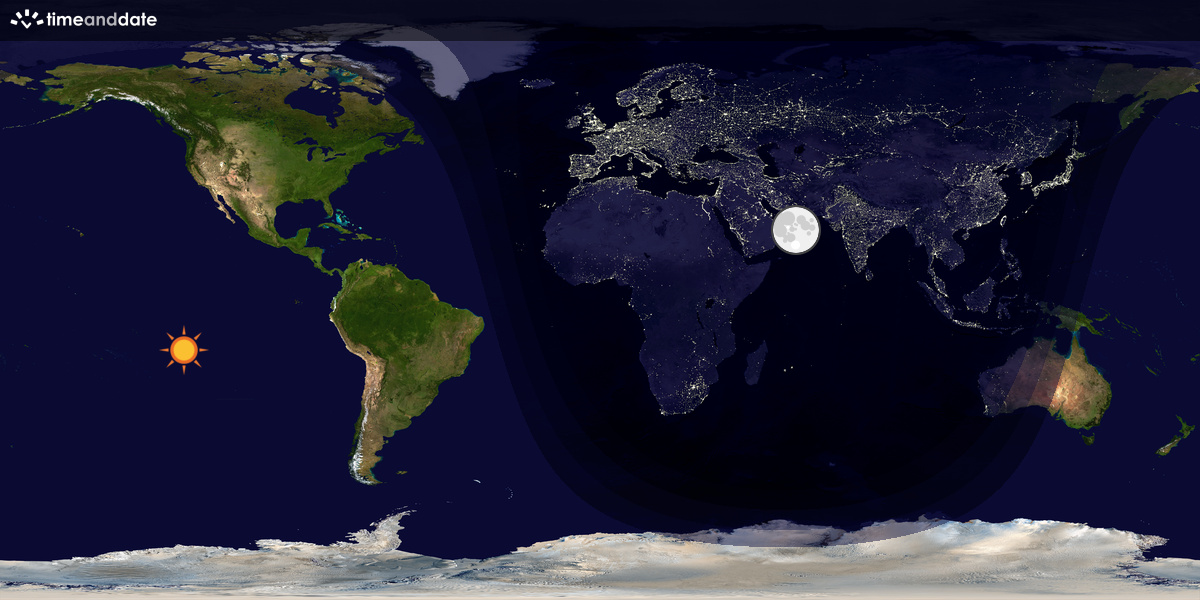Verdenskart som viser dag og natt 