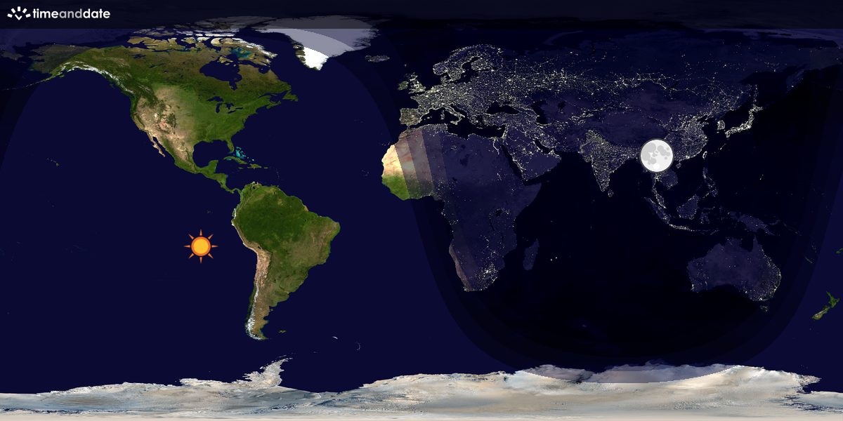 Verdenskart som viser dag og natt 