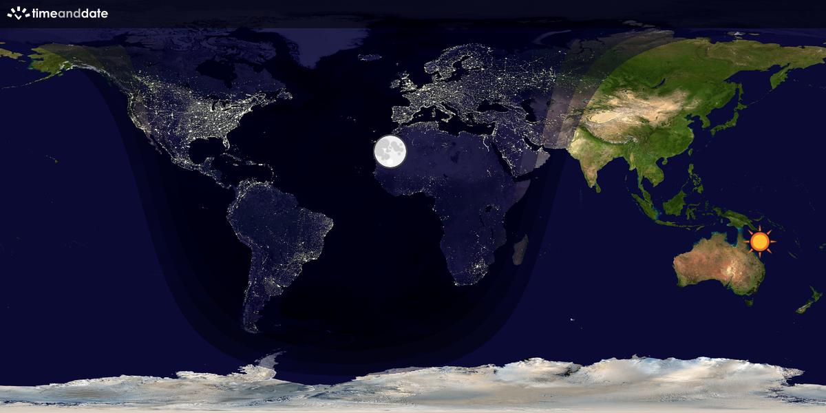 Verdenskart som viser dag og natt 