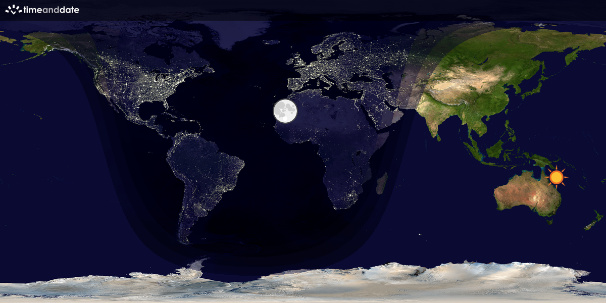 Verdenskart som viser dag og natt 