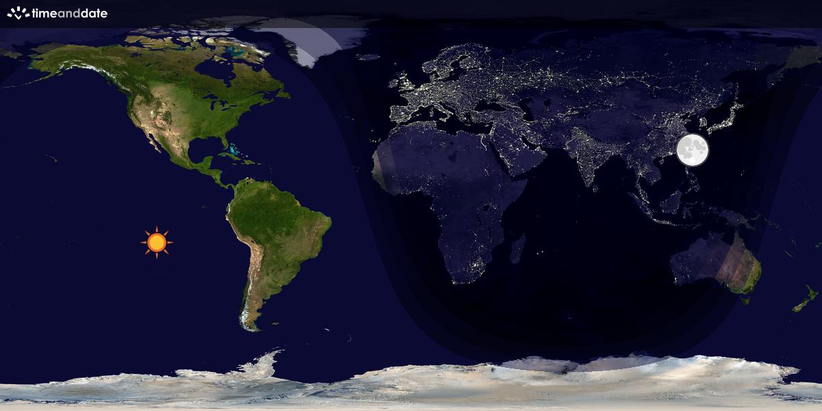 Verdenskart som viser dag og natt 
