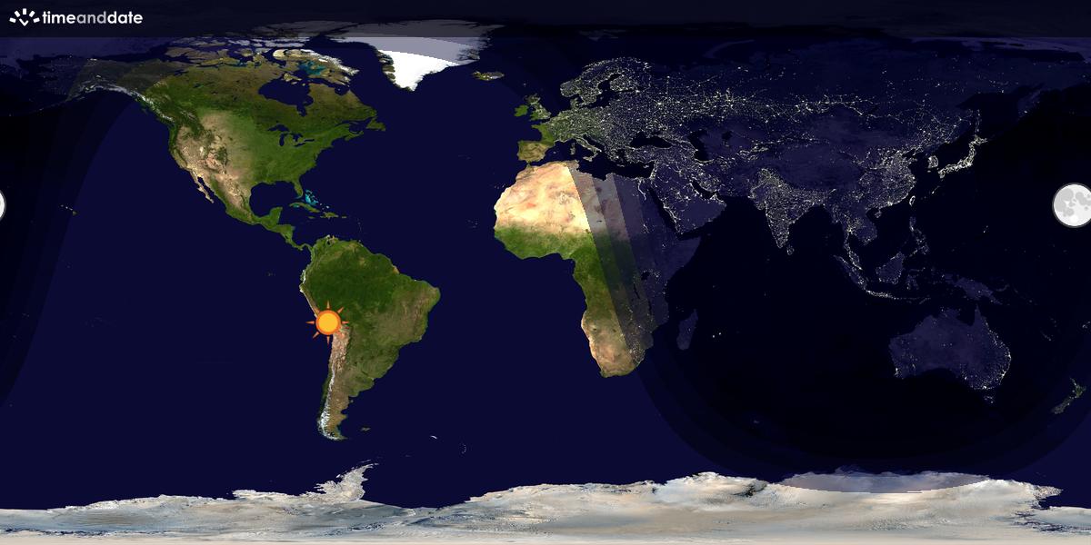 Verdenskart som viser dag og natt 