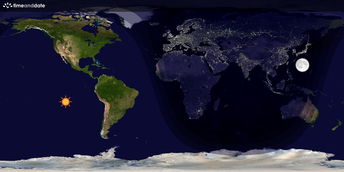 Verdenskart som viser dag og natt 