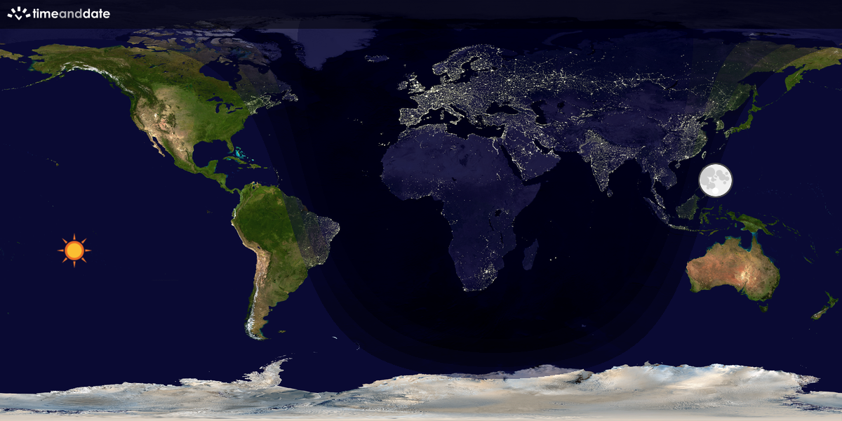 Verdenskart som viser dag og natt 