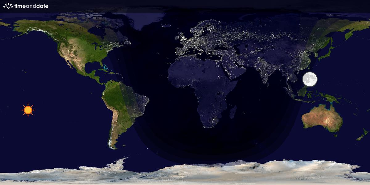 Verdenskart som viser dag og natt 