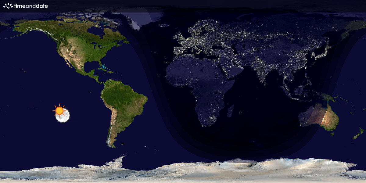 Verdenskart som viser dag og natt 