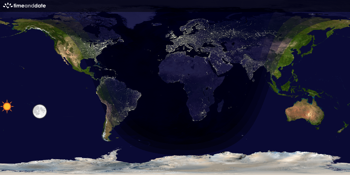 Verdenskart som viser dag og natt 