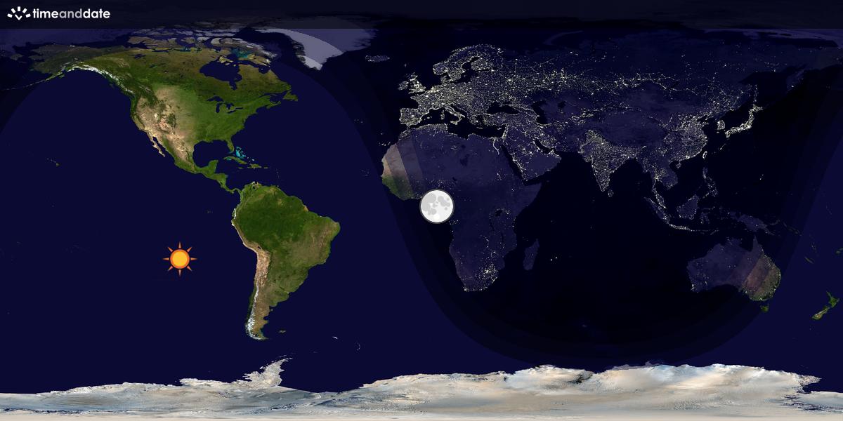 Verdenskart som viser dag og natt 