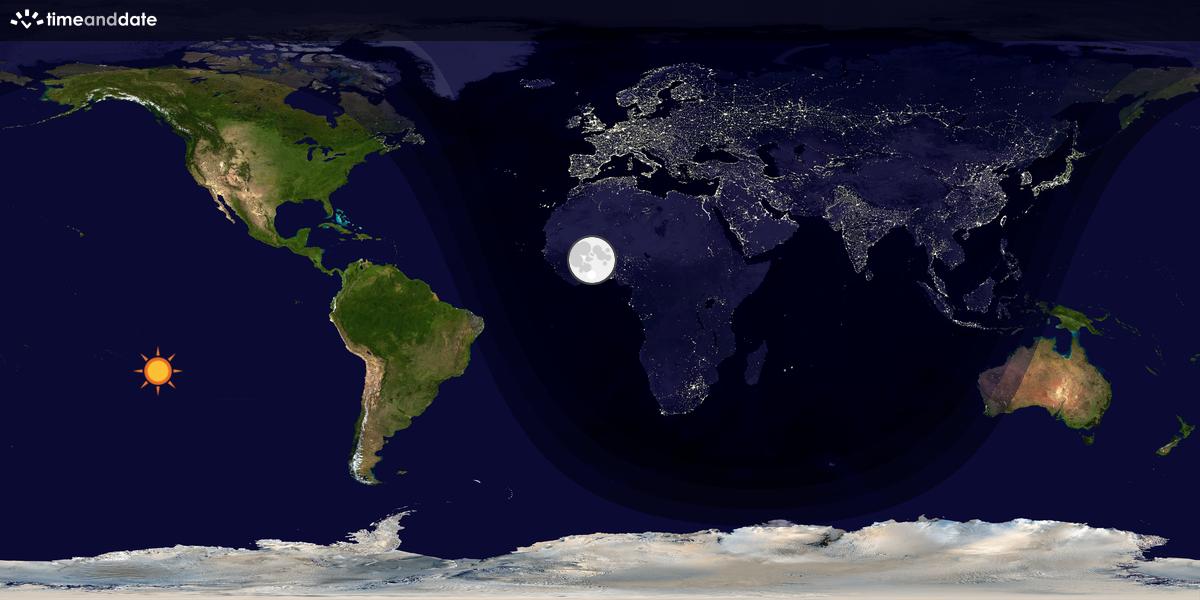 Verdenskart som viser dag og natt 