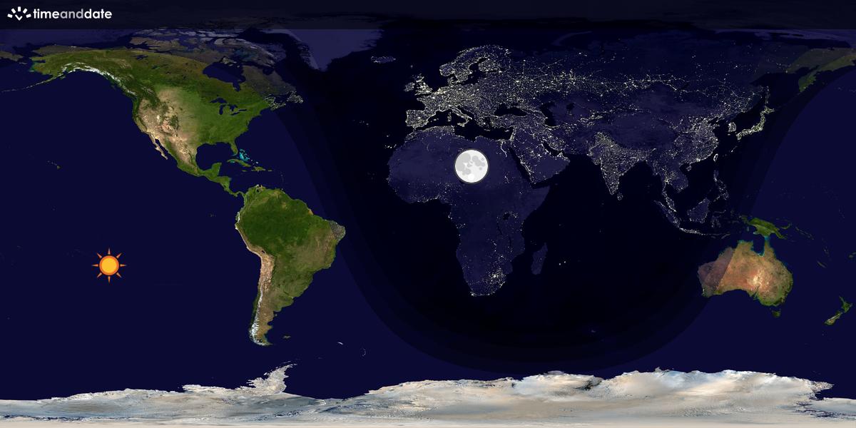 Verdenskart som viser dag og natt 