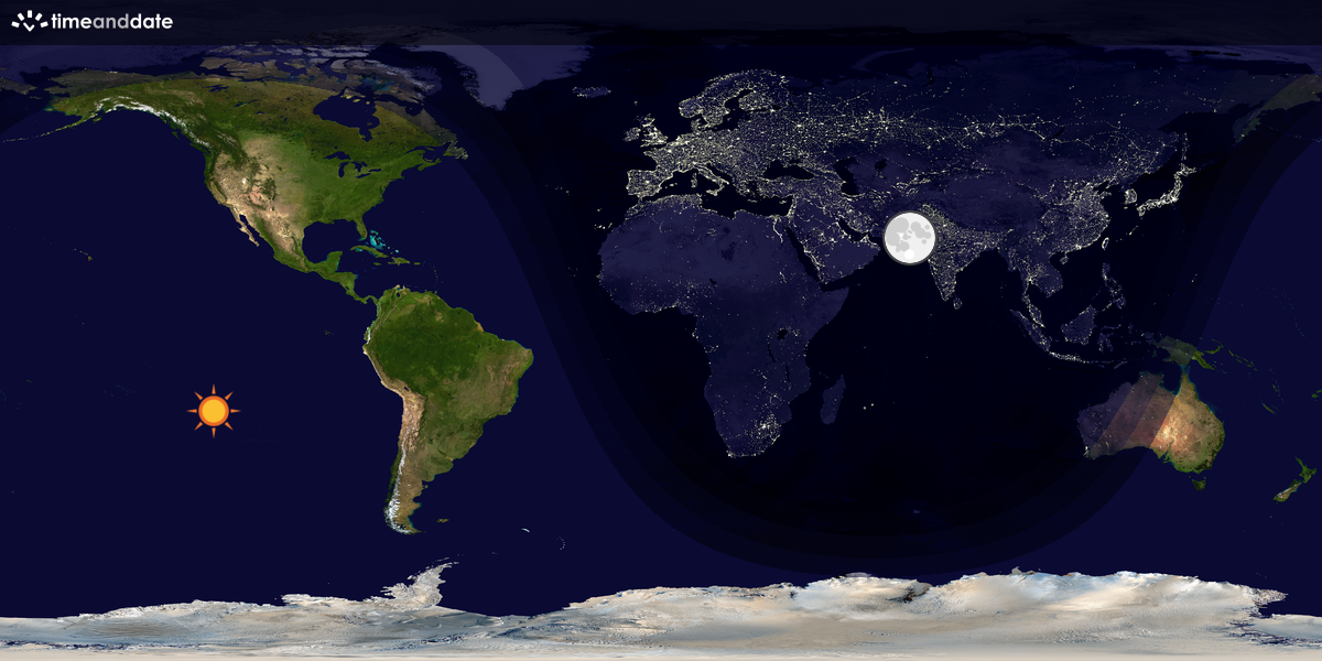 Verdenskart som viser dag og natt 