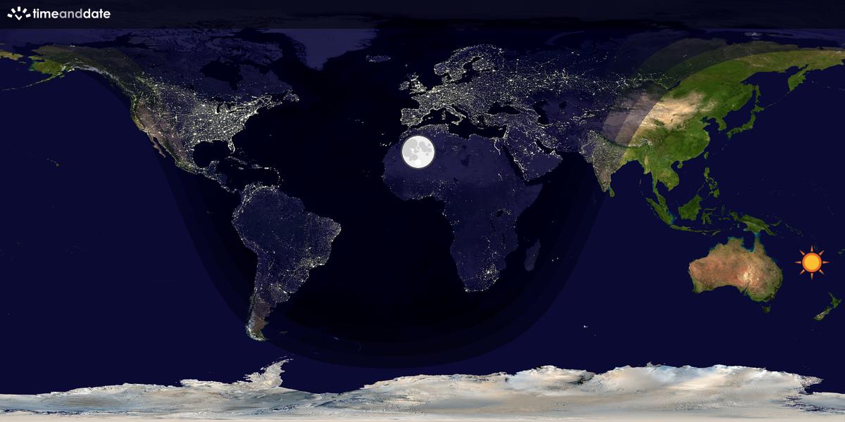 Verdenskart som viser dag og natt 