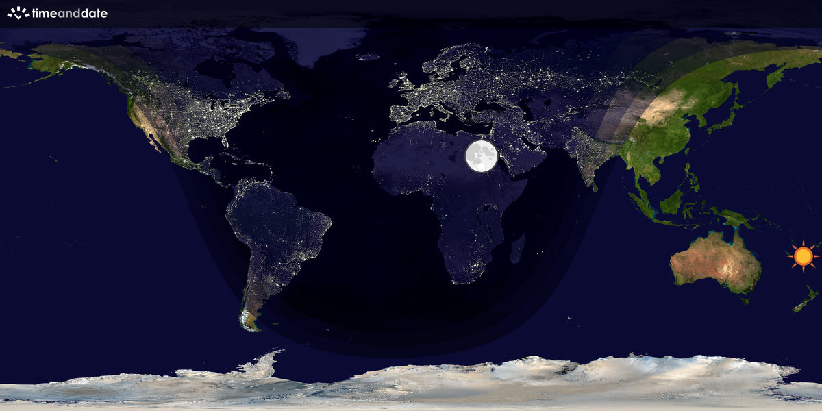 Verdenskart som viser dag og natt 