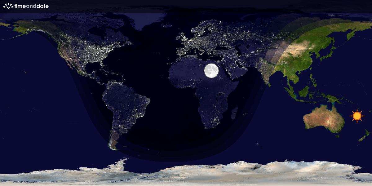 Verdenskart som viser dag og natt 