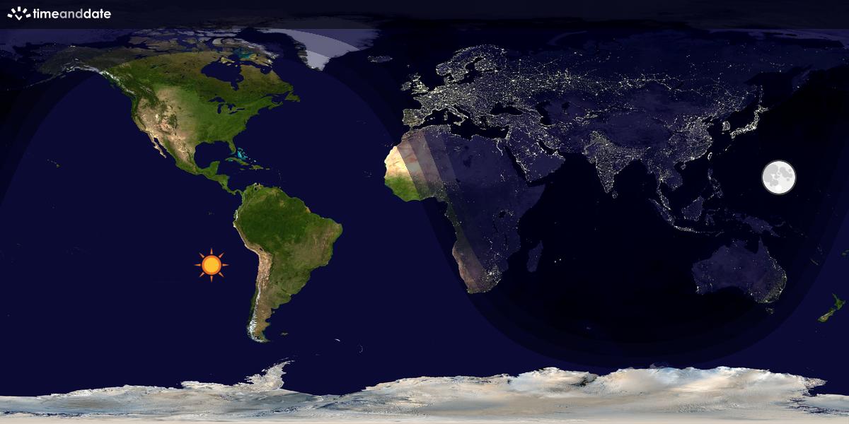 Verdenskart som viser dag og natt 