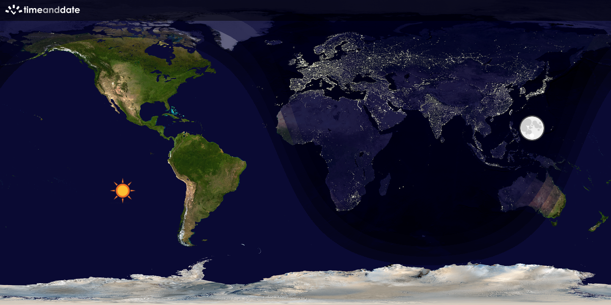 Verdenskart som viser dag og natt 