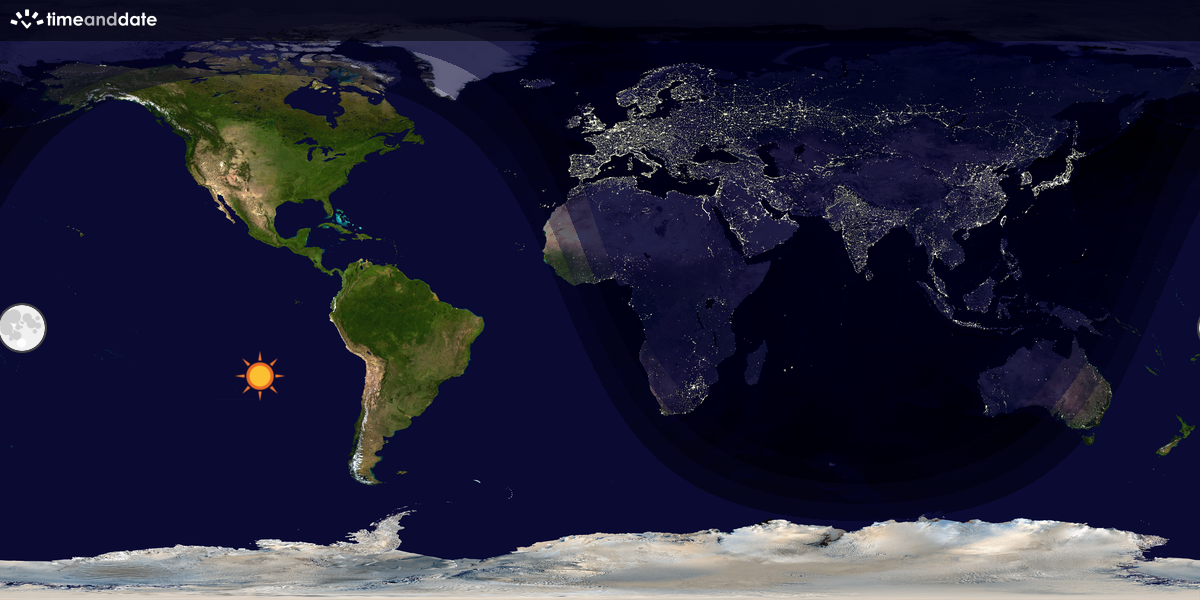Verdenskart som viser dag og natt 
