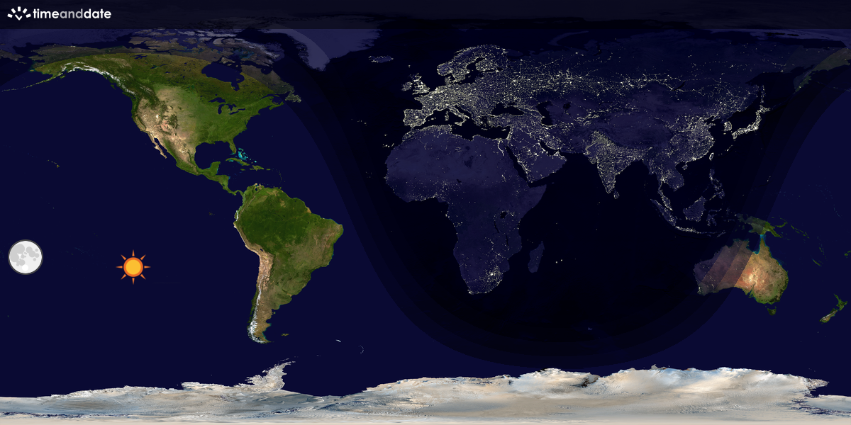 Verdenskart som viser dag og natt 