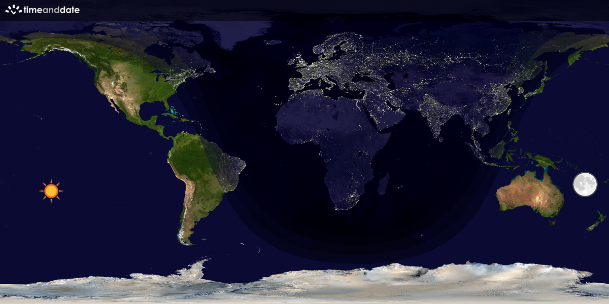 Verdenskart som viser dag og natt 