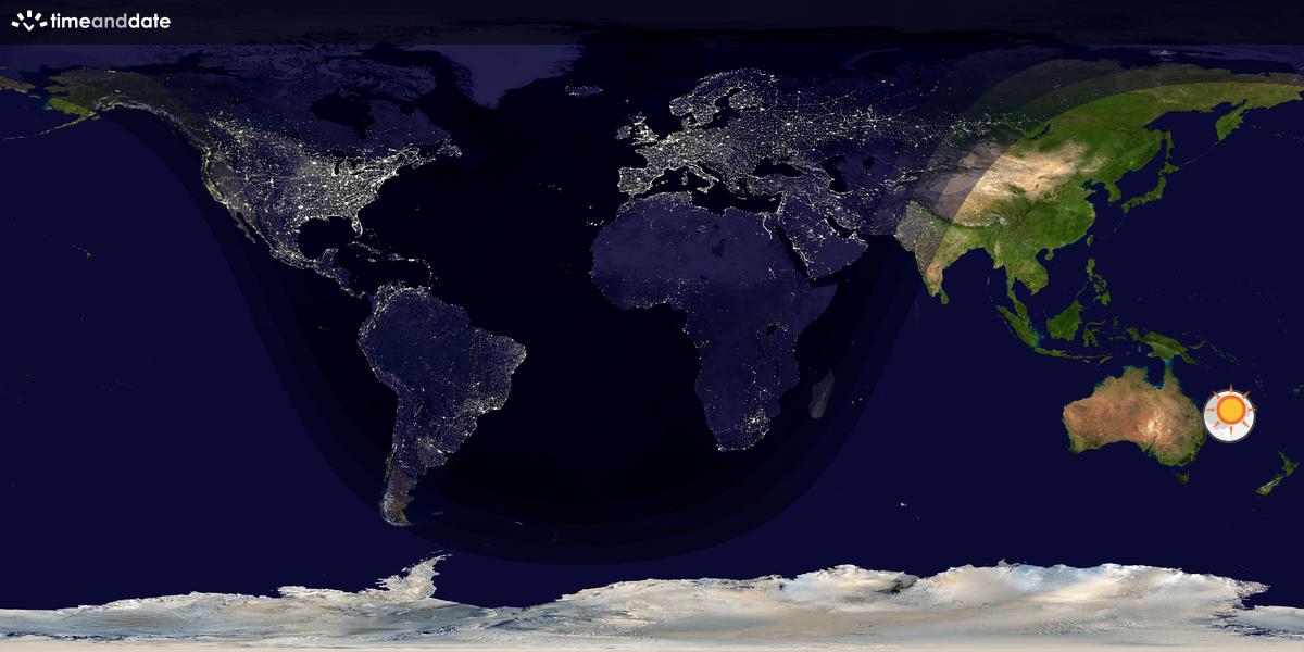 Verdenskart som viser dag og natt 