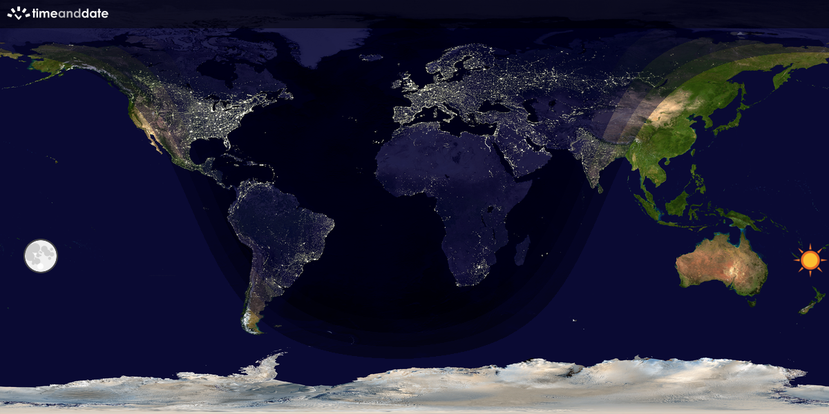 Verdenskart som viser dag og natt 