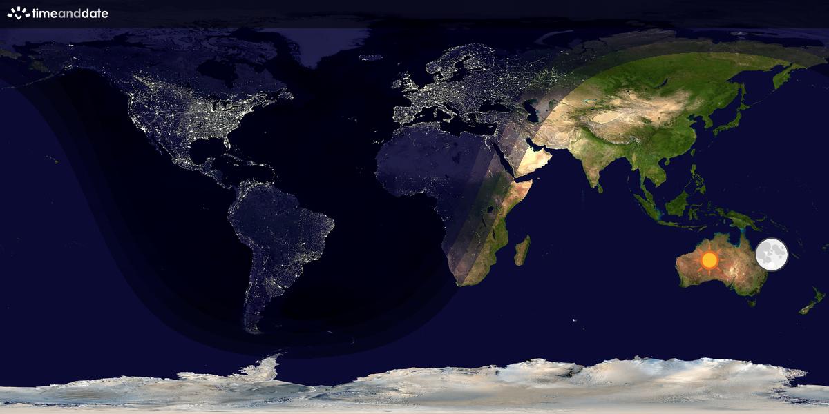 Verdenskart som viser dag og natt 