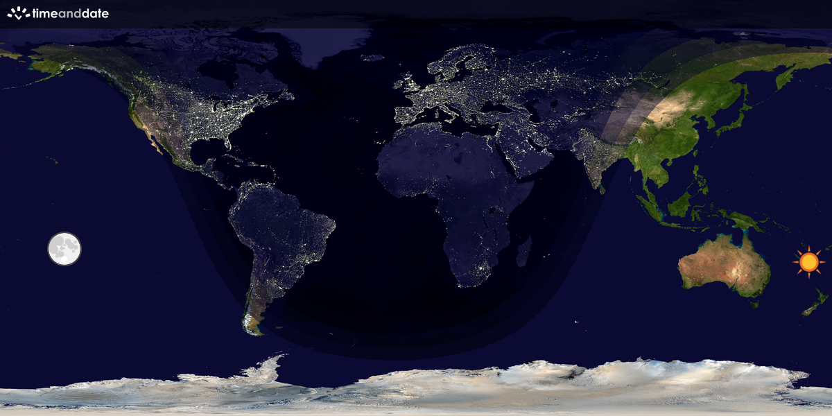 Verdenskart som viser dag og natt 