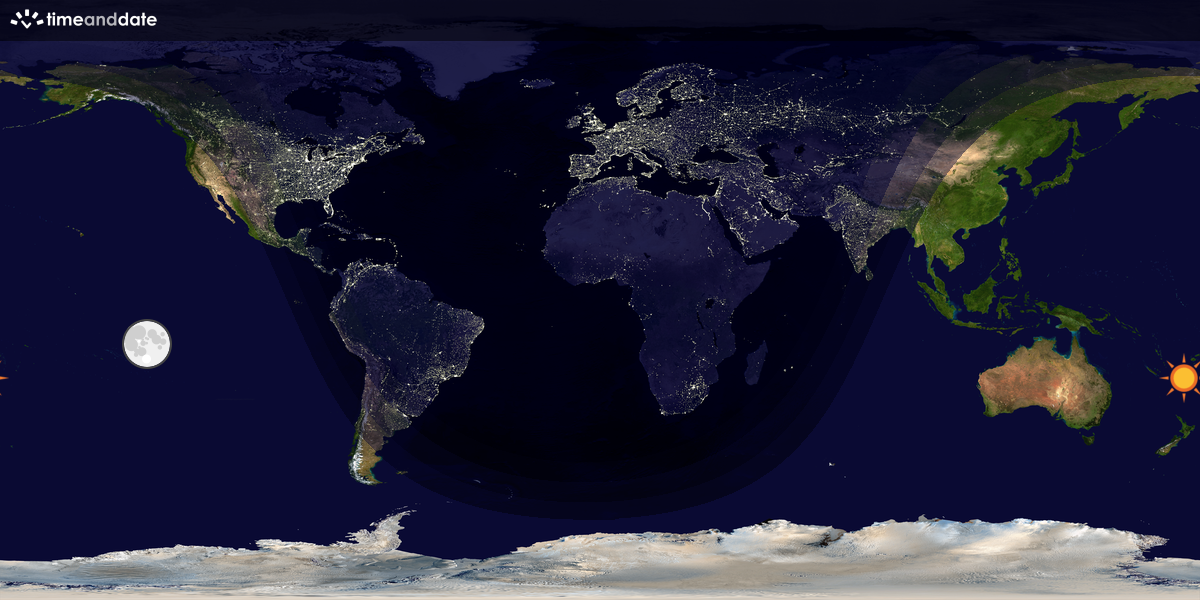 Verdenskart som viser dag og natt 