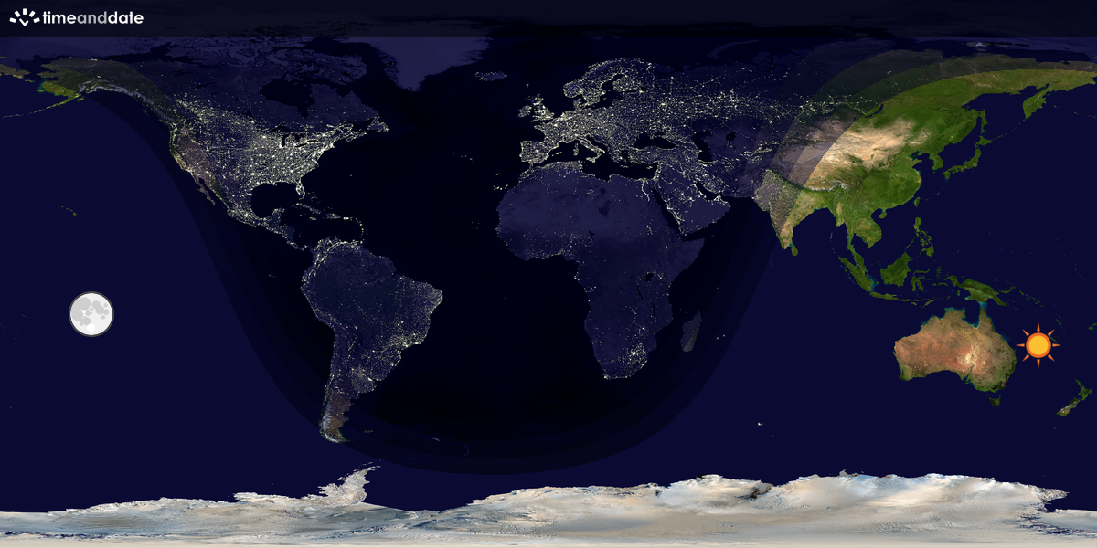 Verdenskart som viser dag og natt 