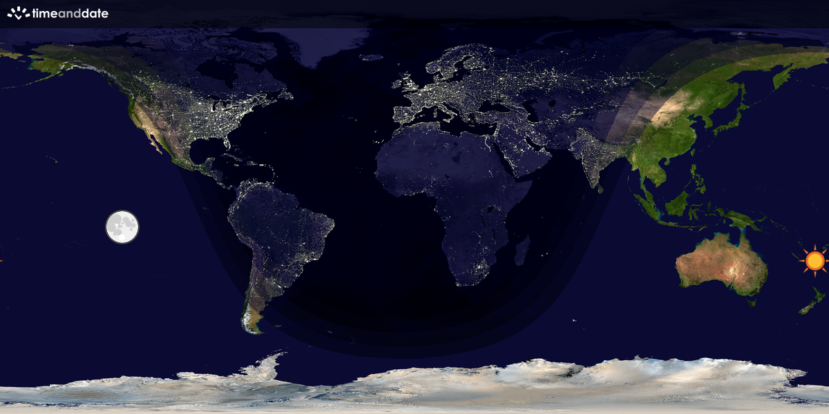 Verdenskart som viser dag og natt 