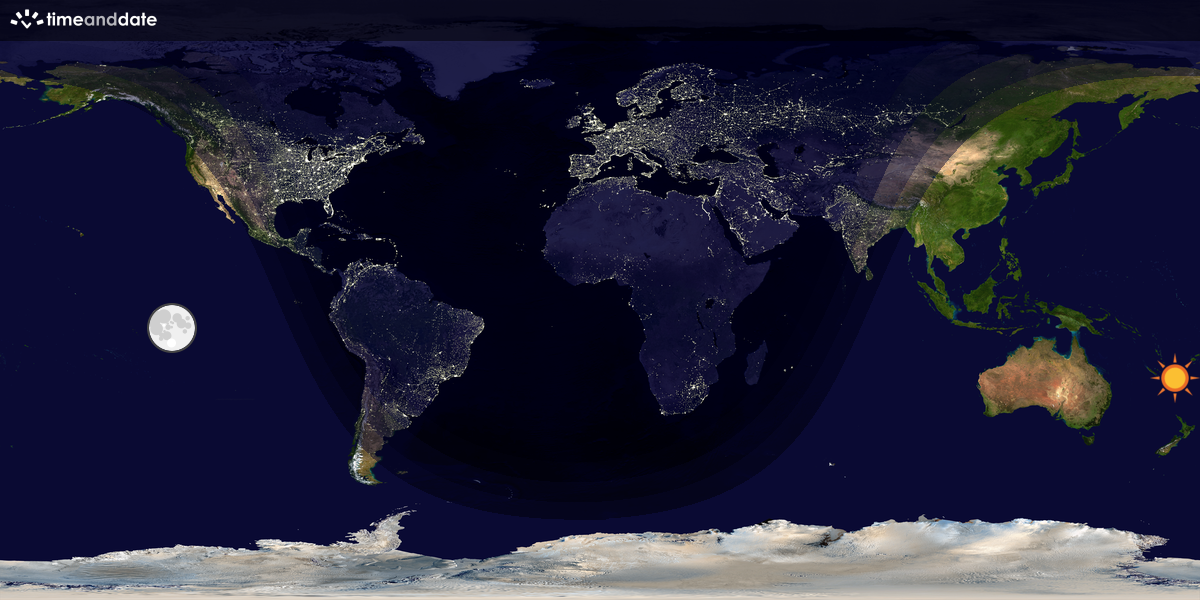 Verdenskart som viser dag og natt 